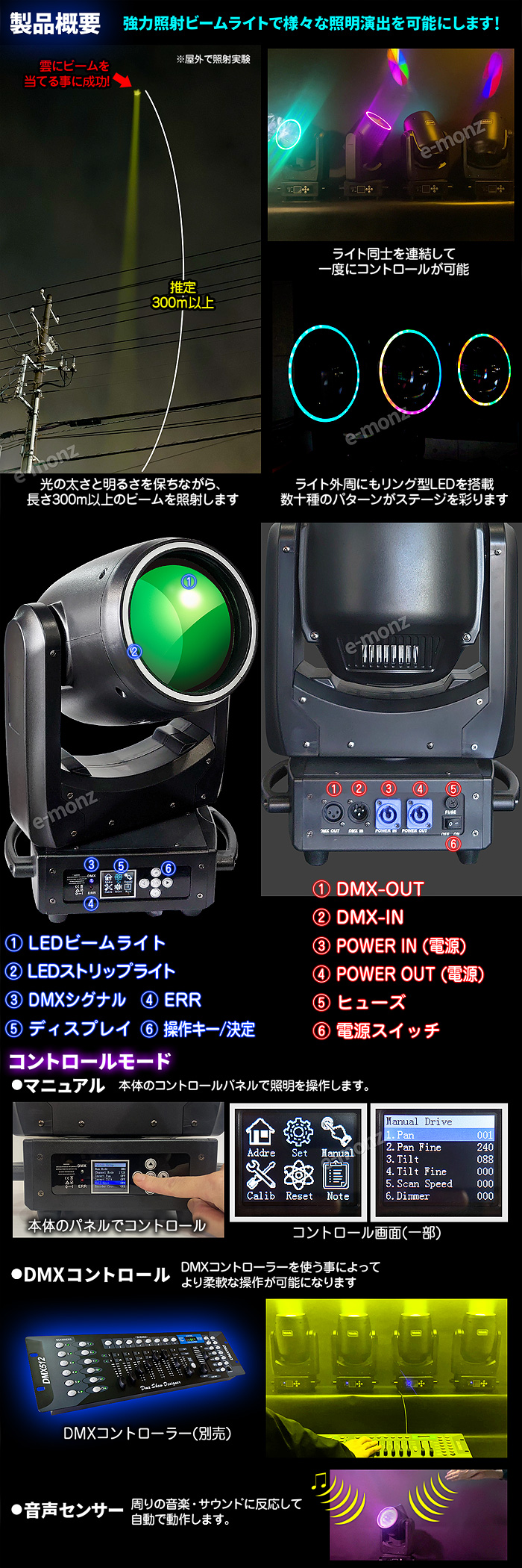 DMX対応フルカラーＬＥＤムービングヘッド【LED Moving Head】